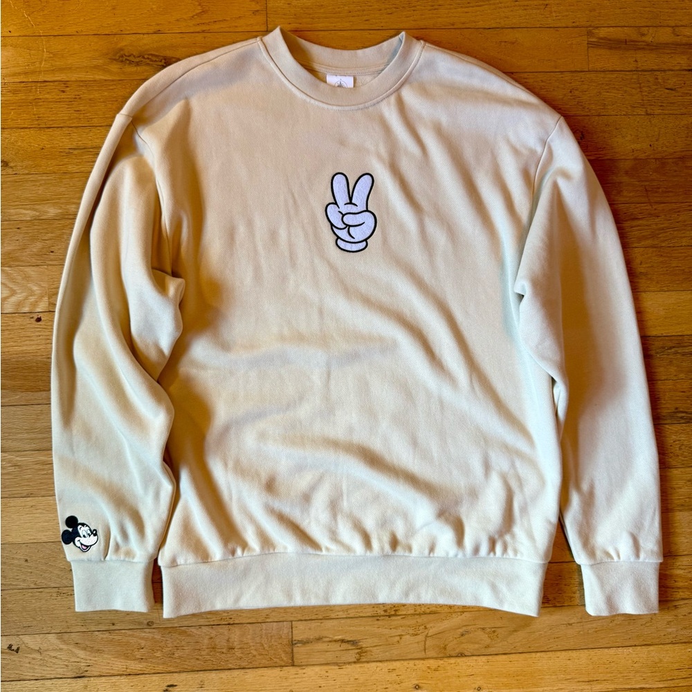 Disney Parks Disneyland WDW Mickey Mouse Peace Signs Crewneck Sweatshirt